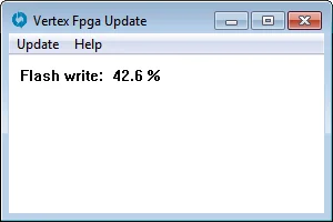 Venster Vertex Fpga Update met de voortgang van het flashen op 42.6 %